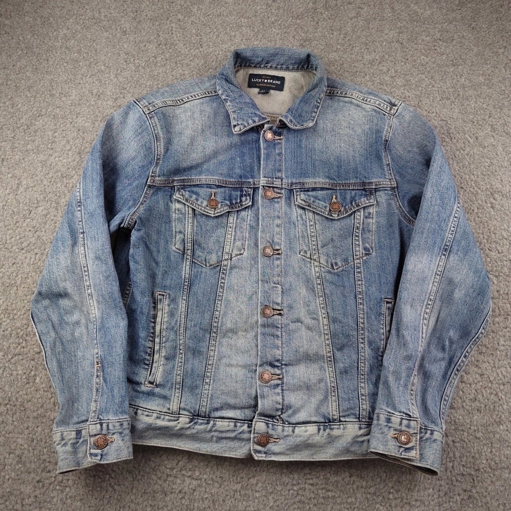 Lucky Brand Denim Jacket Sz Large The Tomboy Trucker Blue Cowgirl Rodeo Western